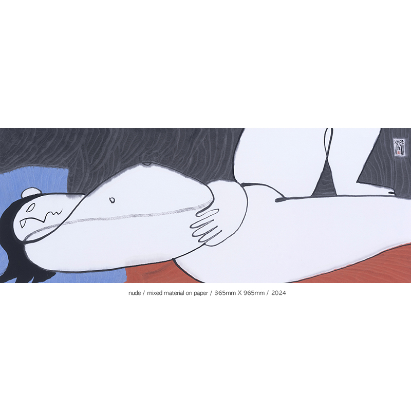 Jang Byeong Eun · Eastbrush · 张炳彥 · nude · mixed_material_on_paper · 365mm_x_965mm · 2024